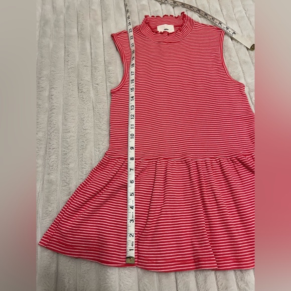 ANTHROPOLOGIE T.La WOMEN'S RED WHITE STRIPED SLEEVELESS PEPLUM TOP Xs - Picture 6 of 8